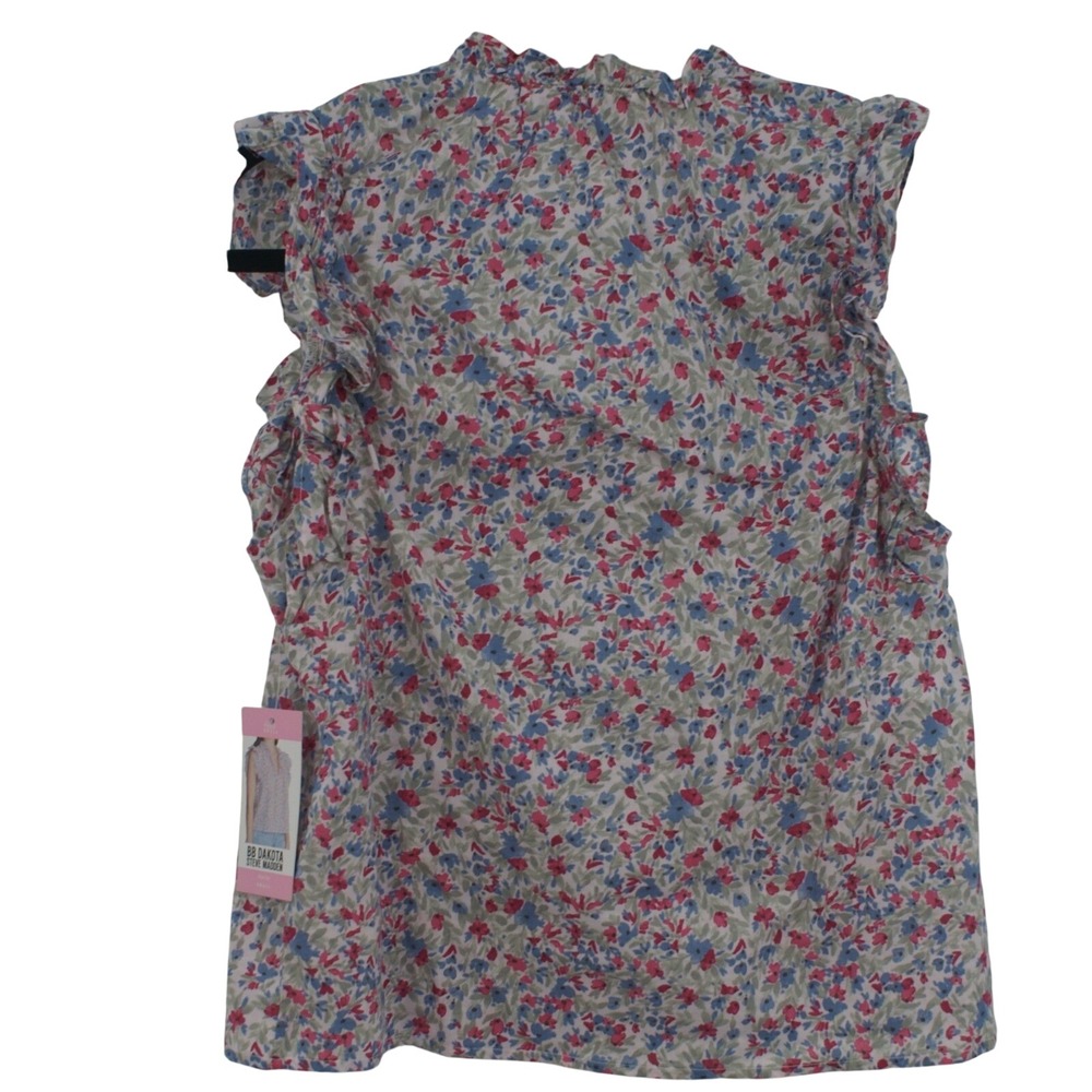 BB Dakota Steve Madden Ditsy Top Floral Flutter Sleeve Cotton Blouse BM14433W S - Picture 2 of 11